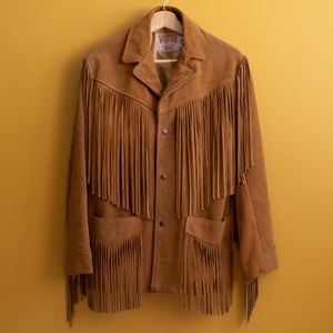 Vintage SCHOTT NYC Western Leather / Suede Jacket with Fringe